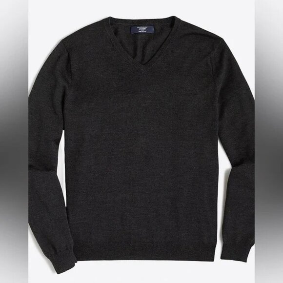 J. Crew Men's Charcoal Sweater 100% Merino Wool V Neck EUC - Picture 1 of 5